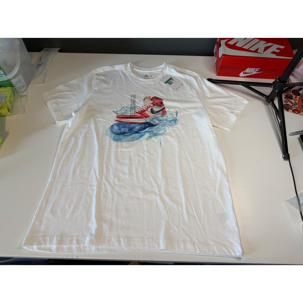 Jordan Brand Mens Air Jordan 1 Chicago Sneaker Graphic T-Shirt White  XL